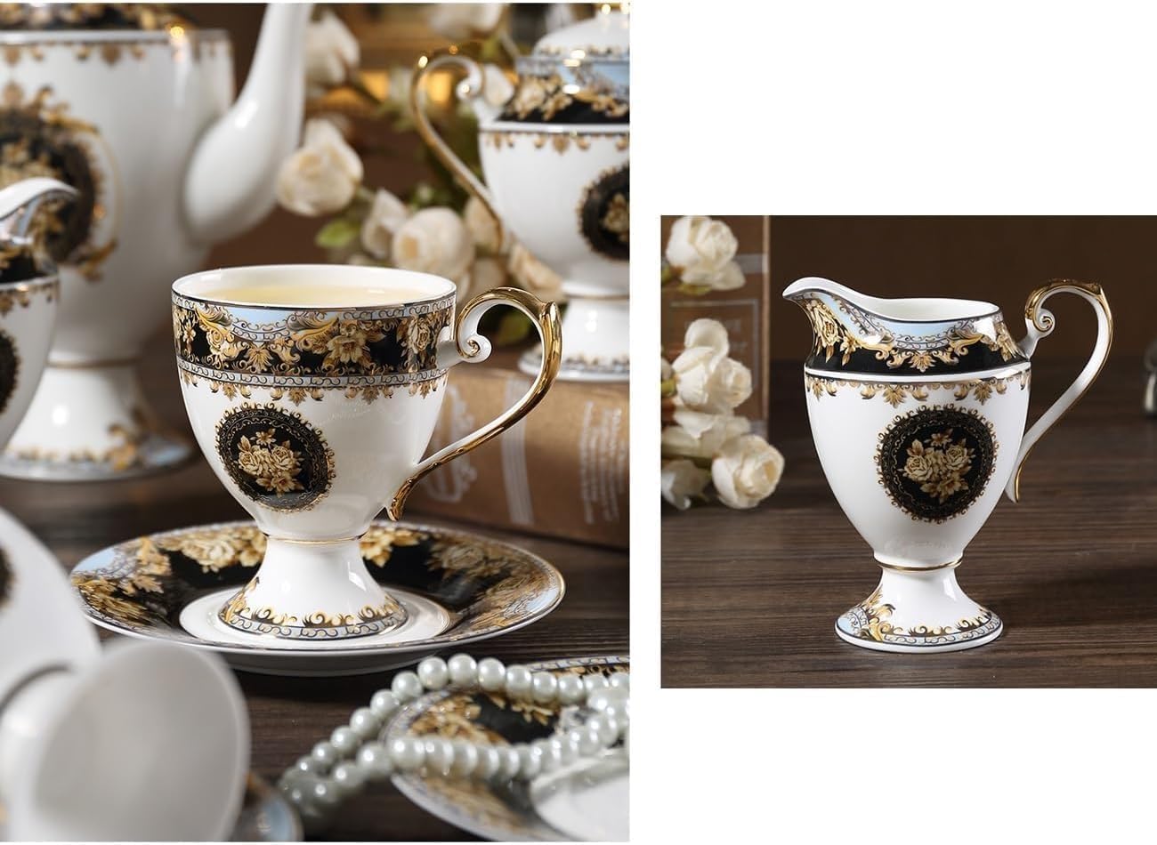 ティーポット&カップ4個セット　グジェリ焼　グジェリ陶器 ティーポット&カップ4個セット グジェリ焼 グジェリ陶器 ロシア